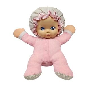 RARE Playskool 10" My Very Soft Baby Pink Doll 1990 Plush Hasbro Rubber Face